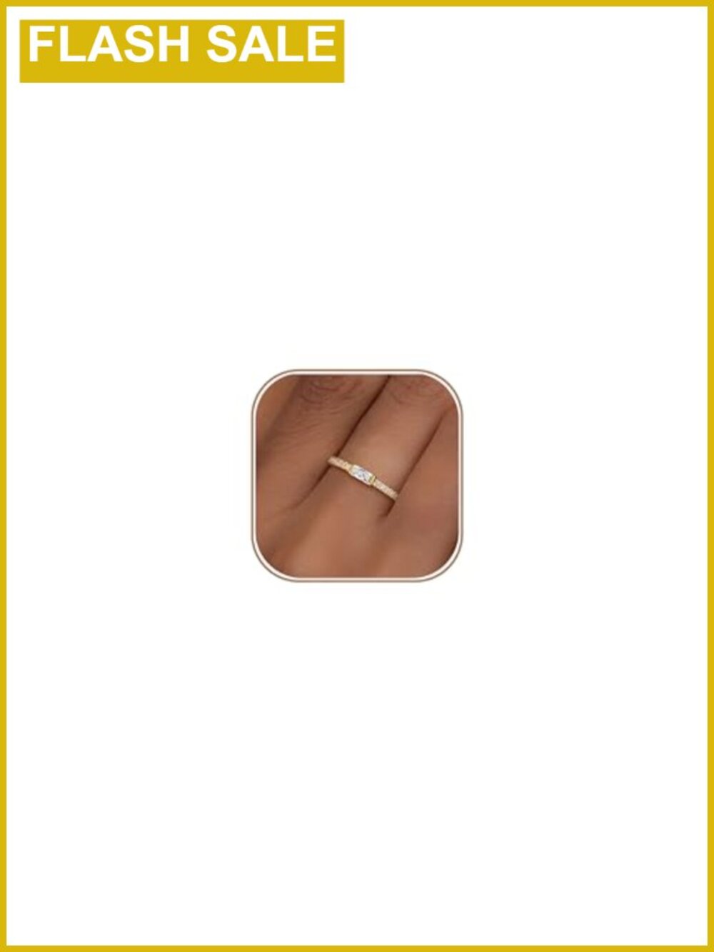 14K Gold Plated Stackable Birthstone Ring for Women with Simulated Diamond Band